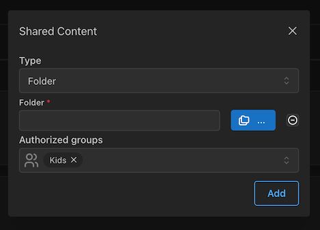 공유 컨텐츠 그룹의 예